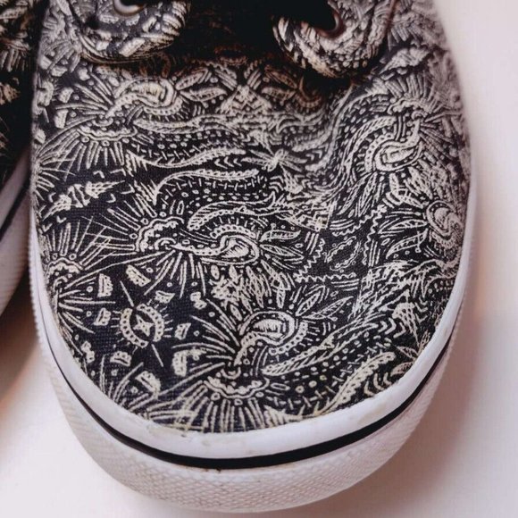 Vans Off The Wall Shoes Womens Size 8.5 Black White Paisley Sneakers - Picture 6 of 7